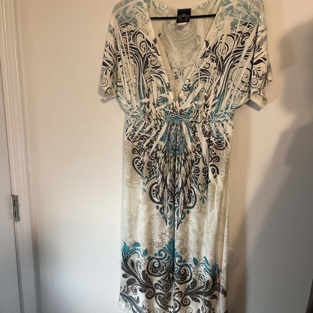 Katydid Y2K Cute Winged Cross Grunge Emo Style dress teal